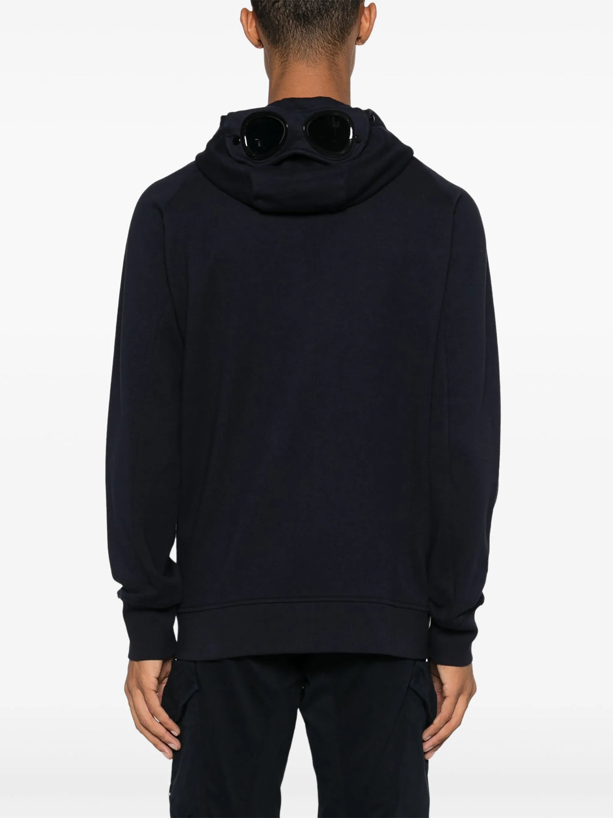 Diagonal Raised Fleece Goggle Zipped Hooded Sweatshirt