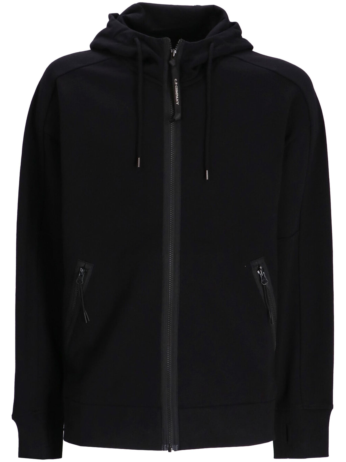 Diagonal Raised Fleece Goggle Zipped Hooded Sweatshirt