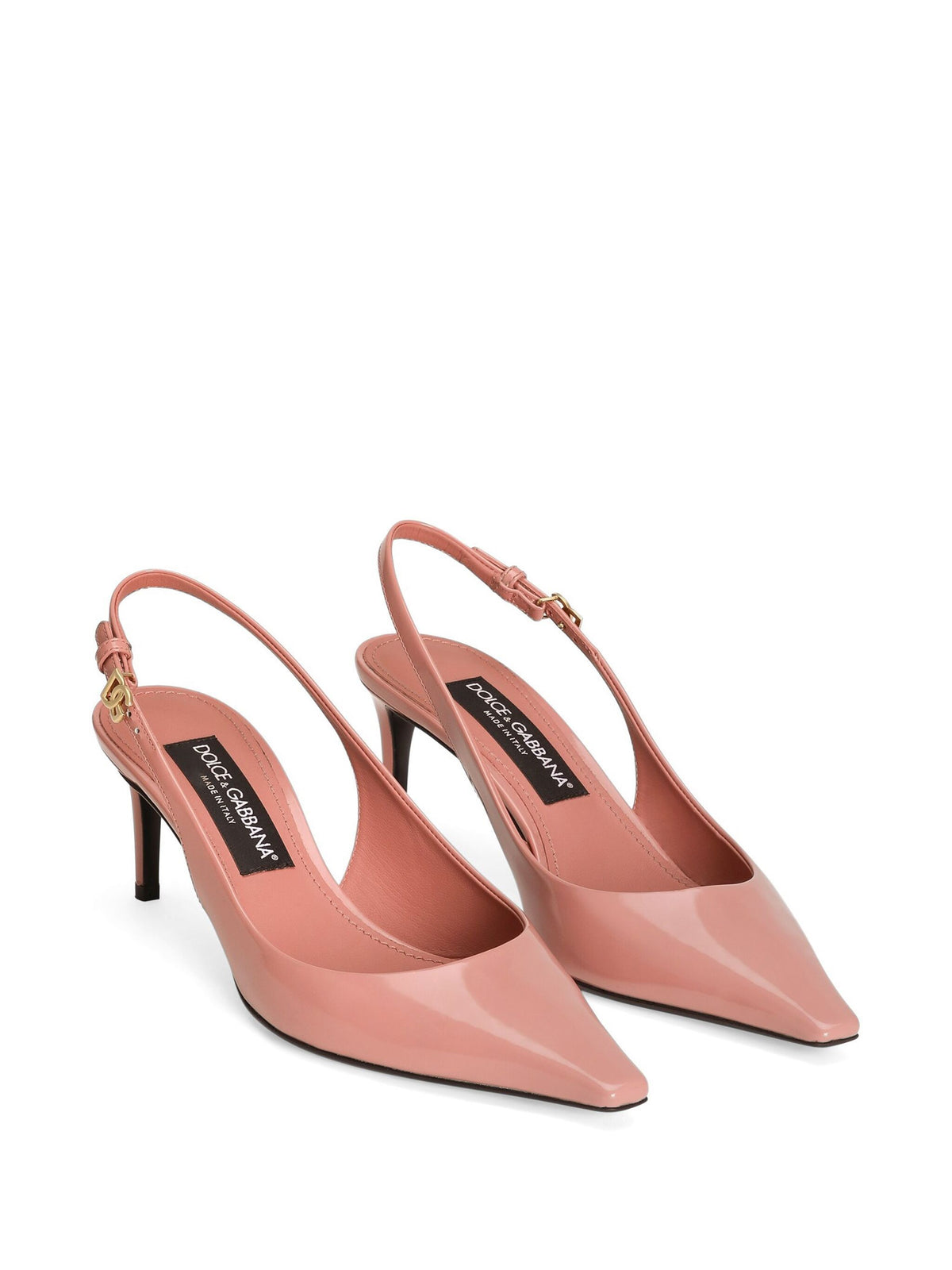 Polished calfskin slingbacks