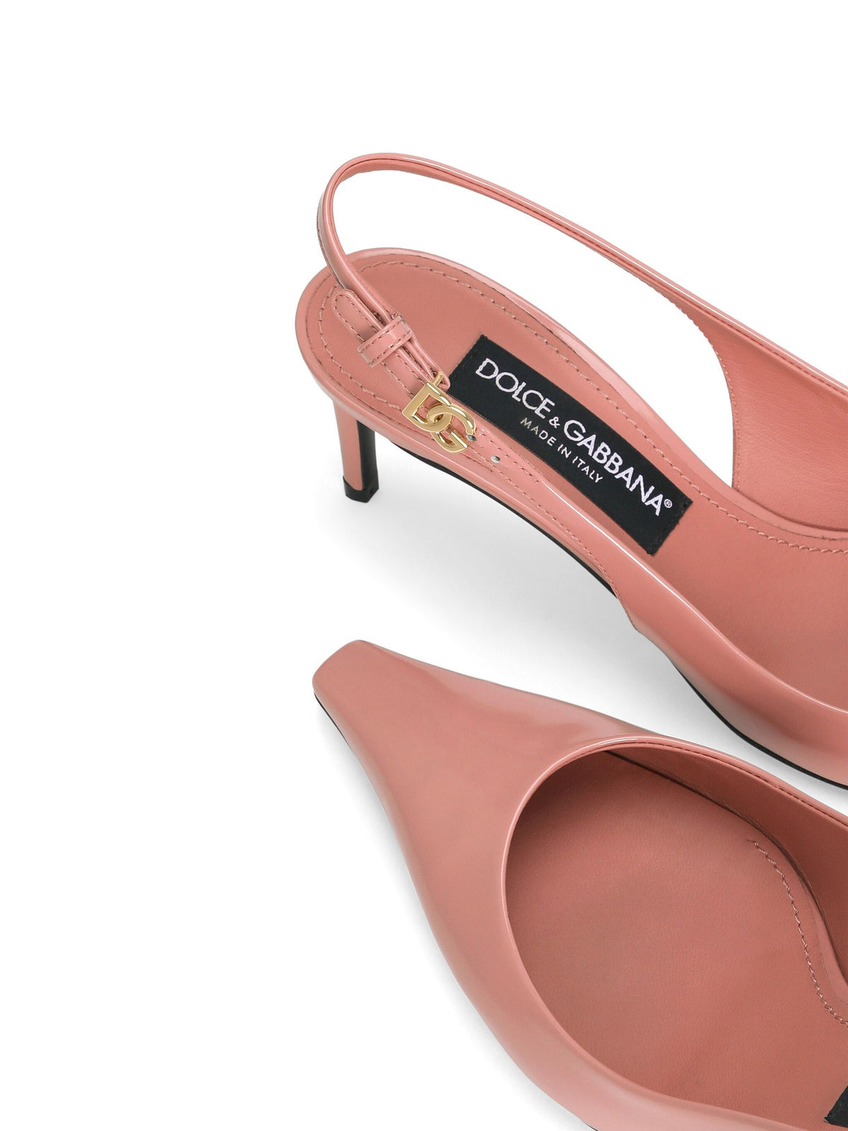 Polished calfskin slingbacks