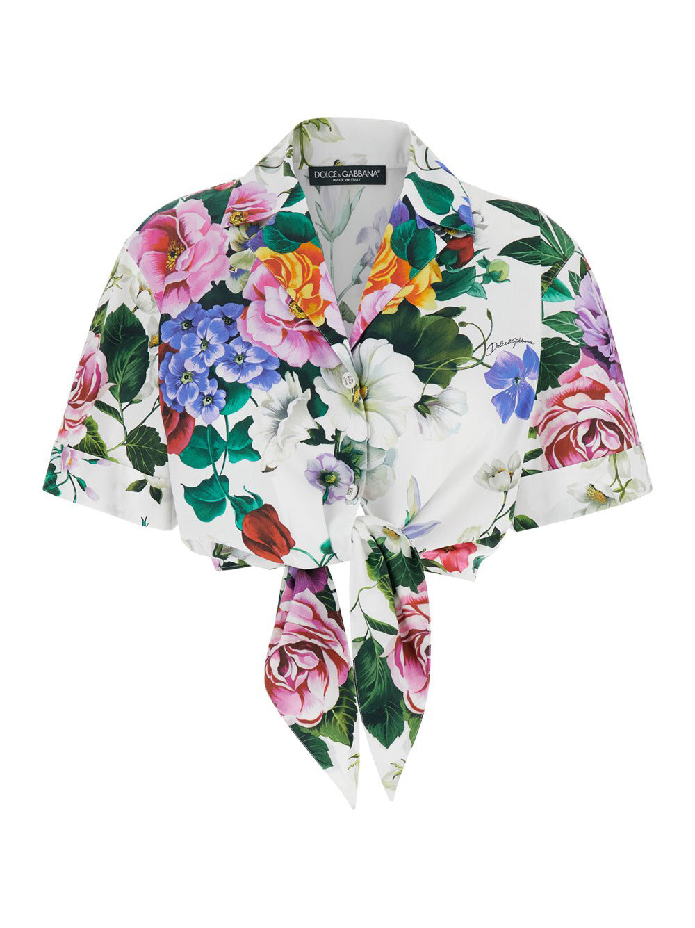 Pussy-bow shirt with flowers print