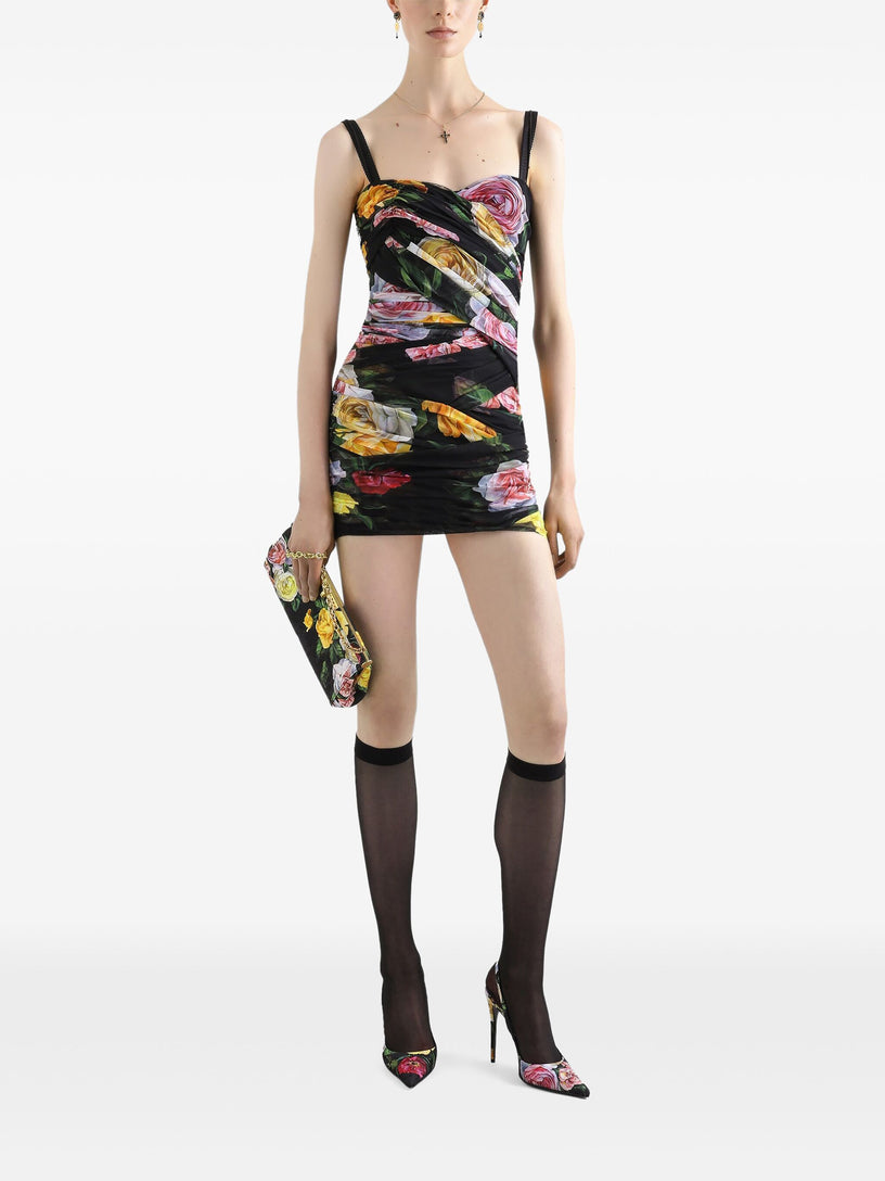 Dress with peony and rose print
