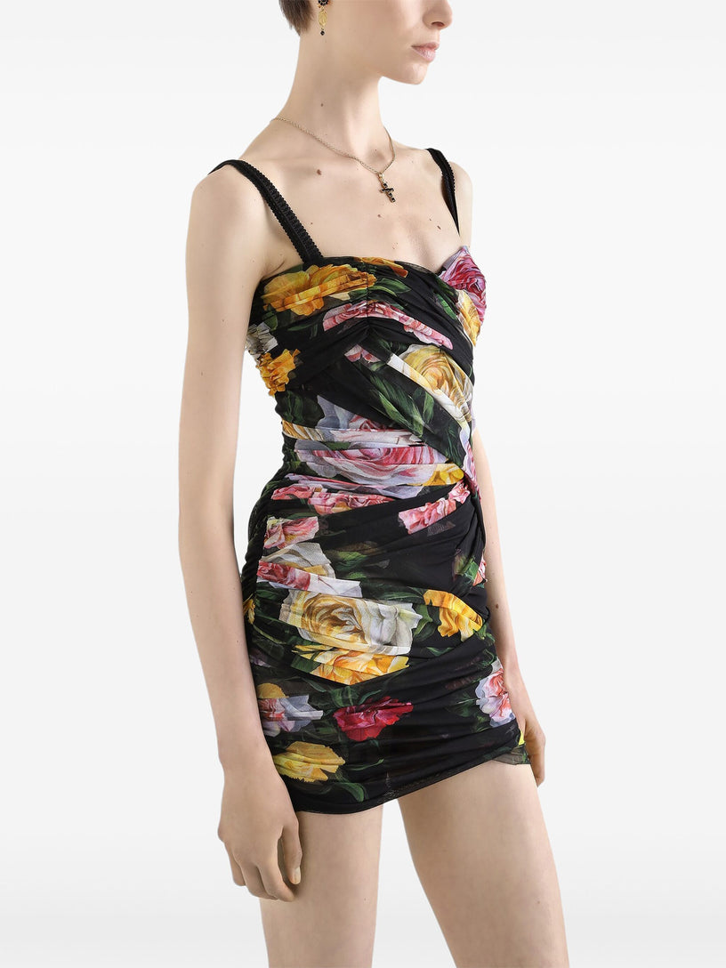 Dress with peony and rose print