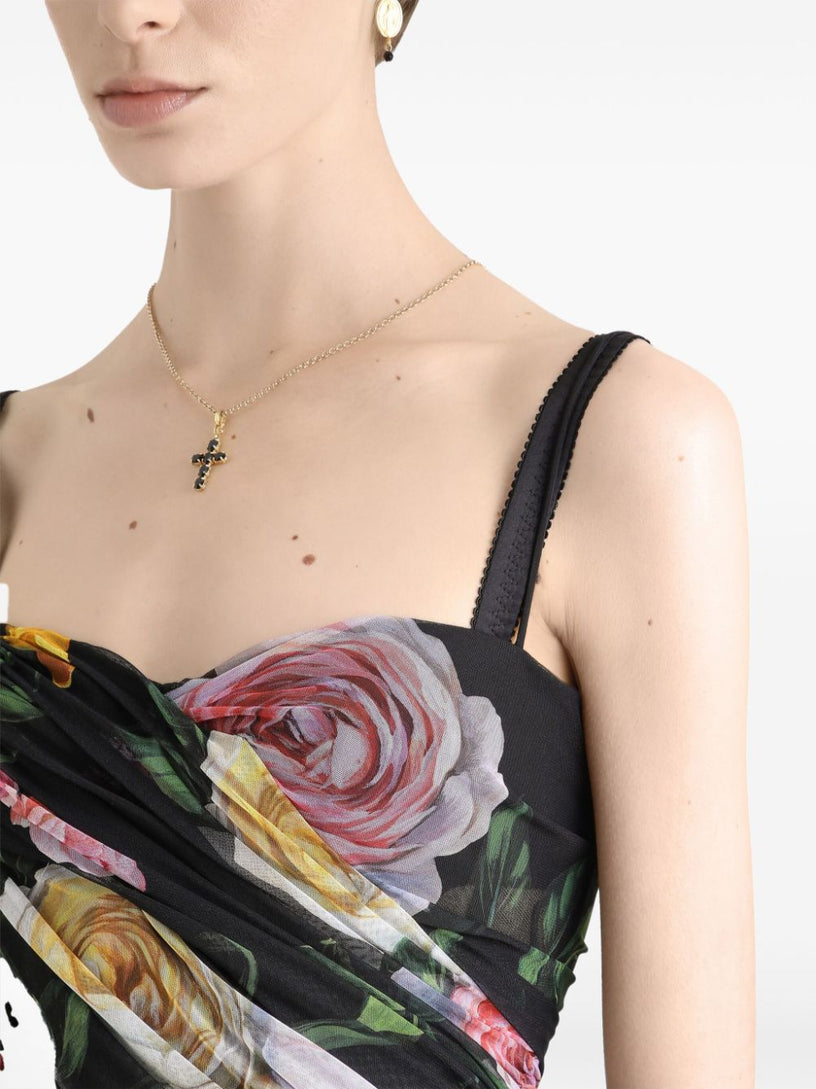 Dress with peony and rose print
