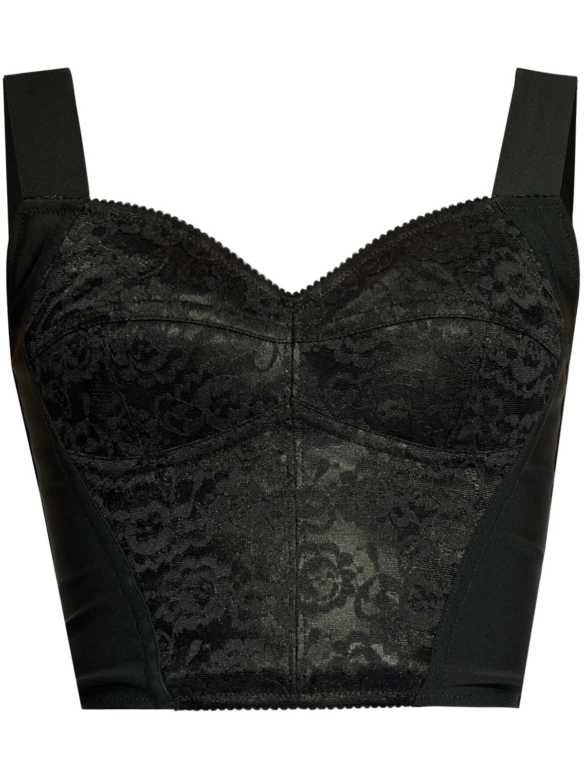 Corset bustier in jacquard sheath and lace