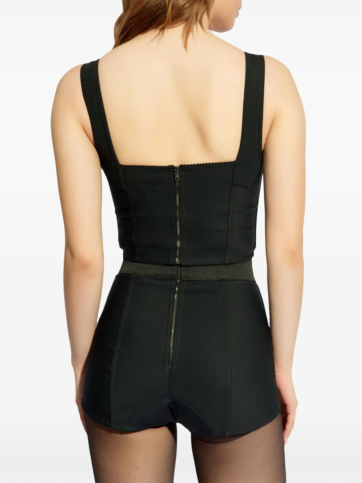 Corset bustier in jacquard sheath and lace