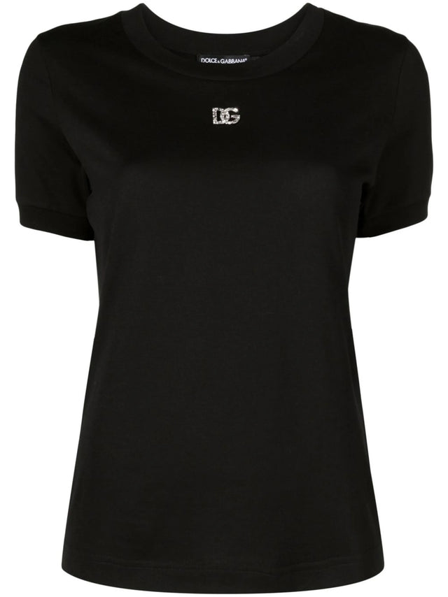 Cotton T-shirt with DG crystal logo