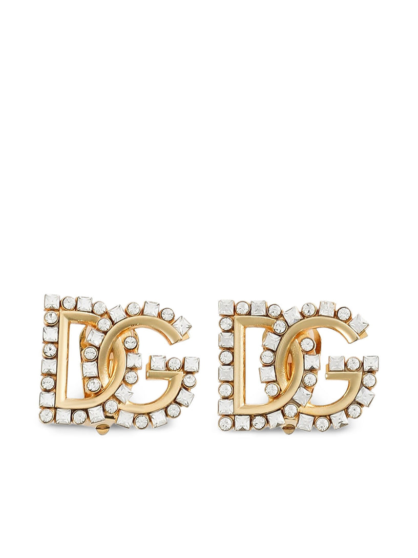Earrings with rhinestone-detailed DG logo