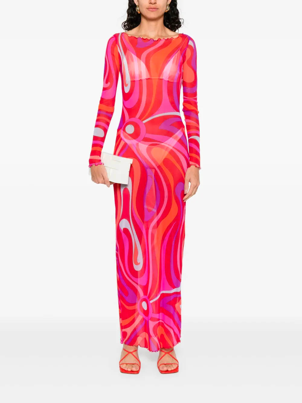 Marmo-Print Tulle Dress