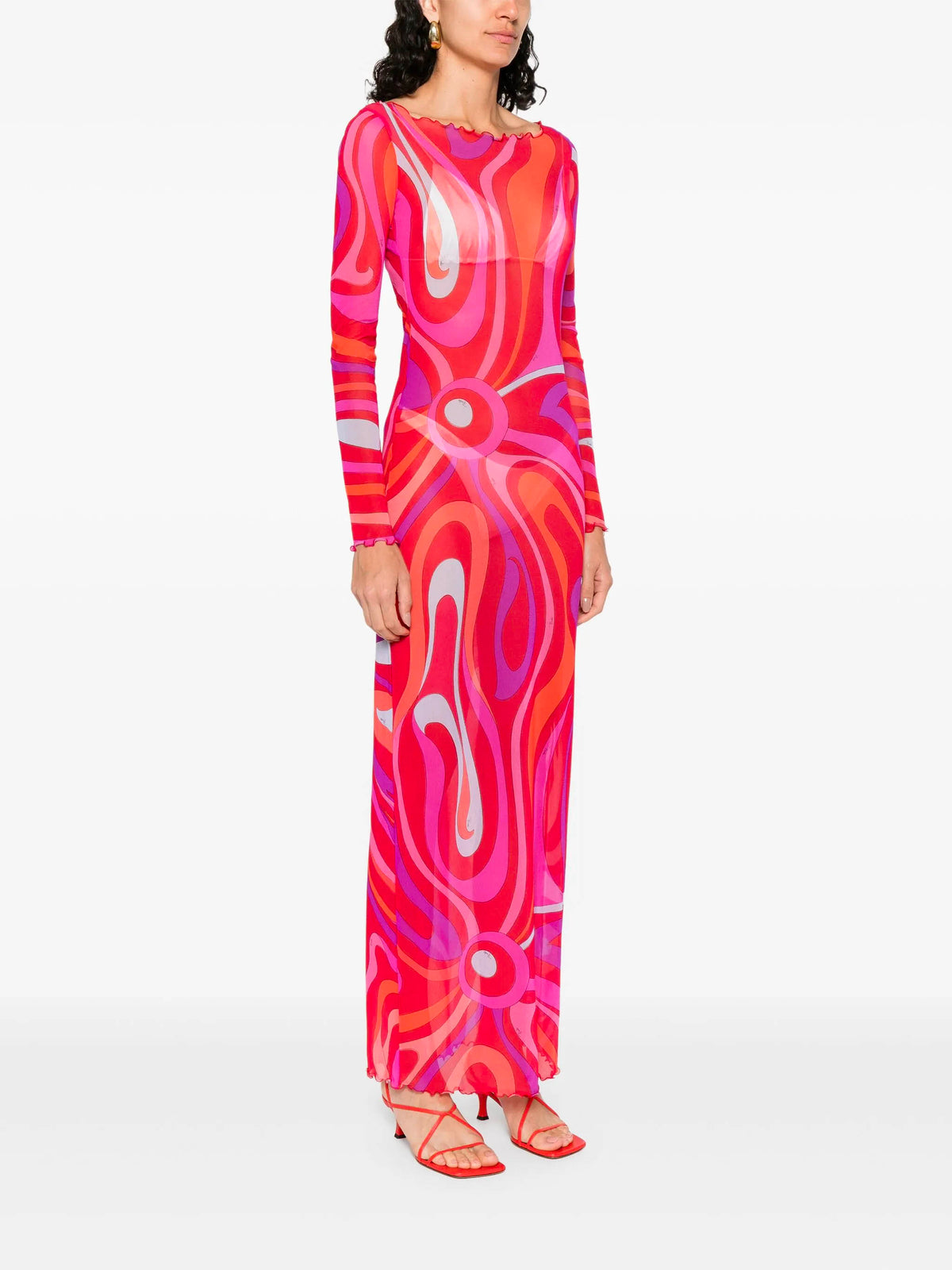 Marmo-Print Tulle Dress