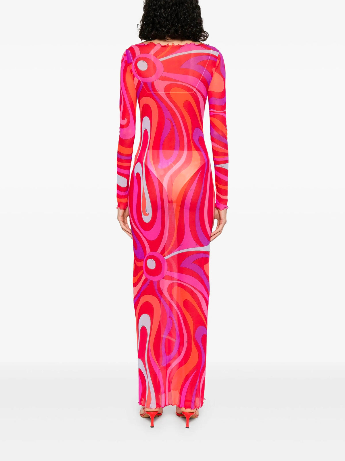 Marmo-Print Tulle Dress