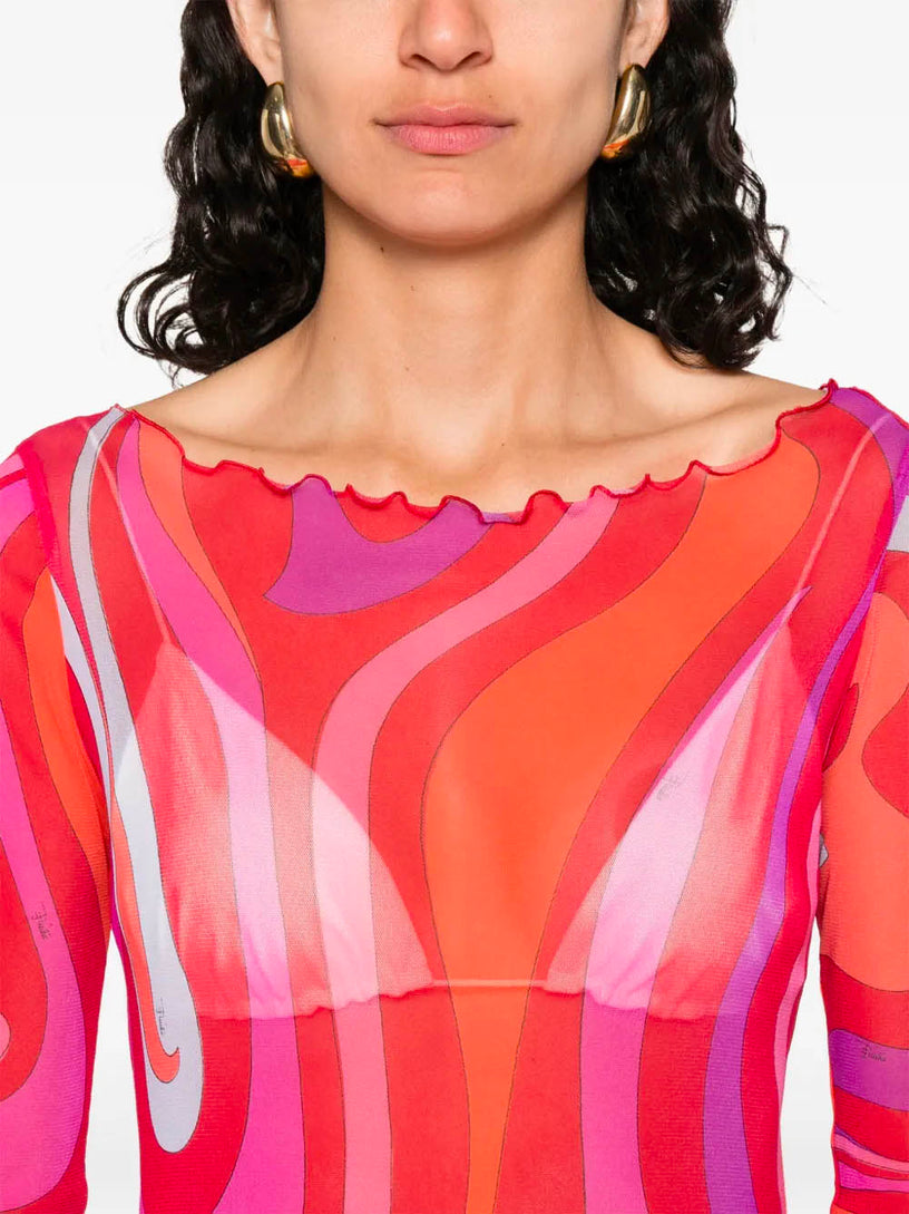Marmo-Print Tulle Dress