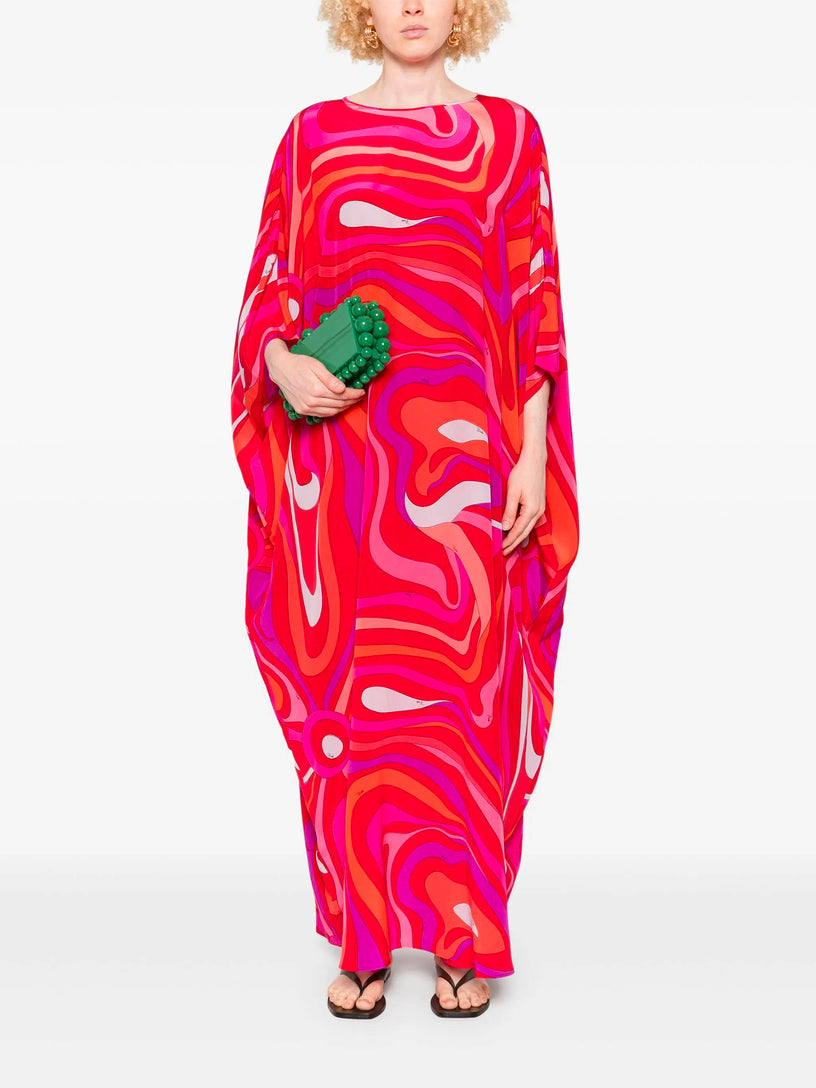 Orchidee Print Silk Kaftan