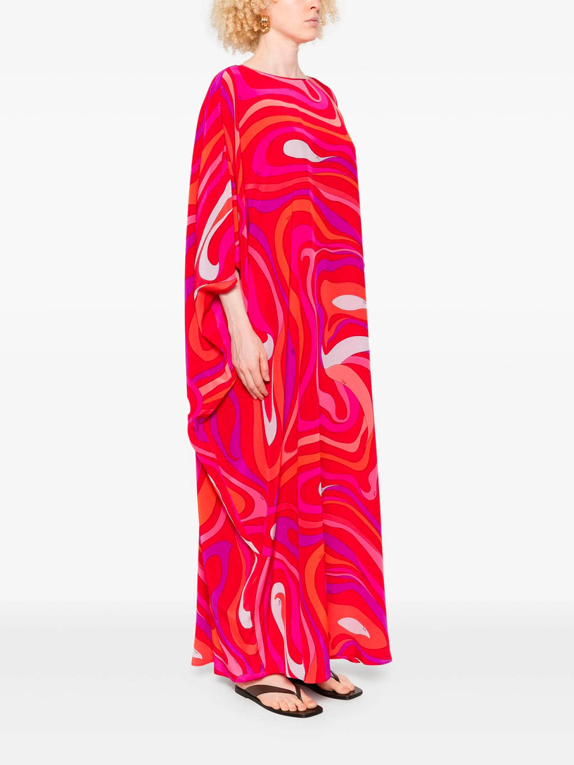 Orchidee Print Silk Kaftan