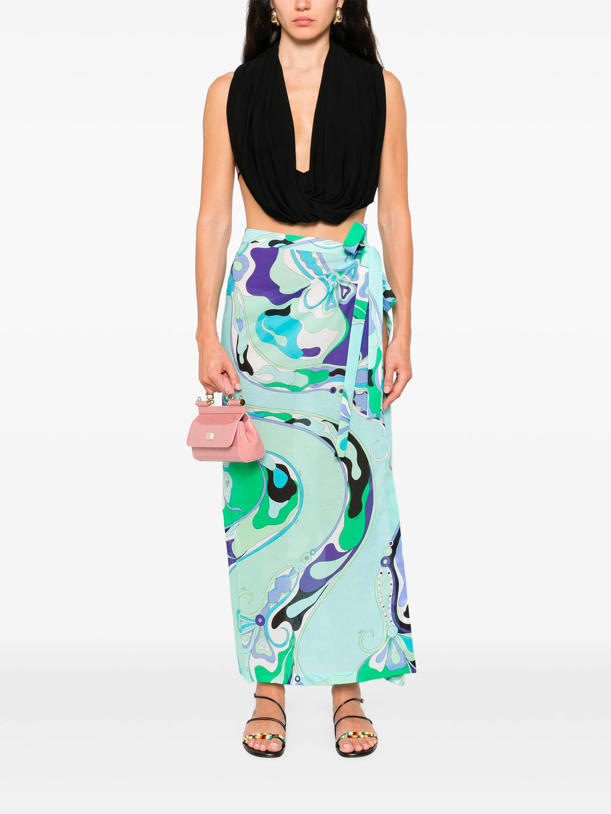 Orchidee-Print Wrap Skirt