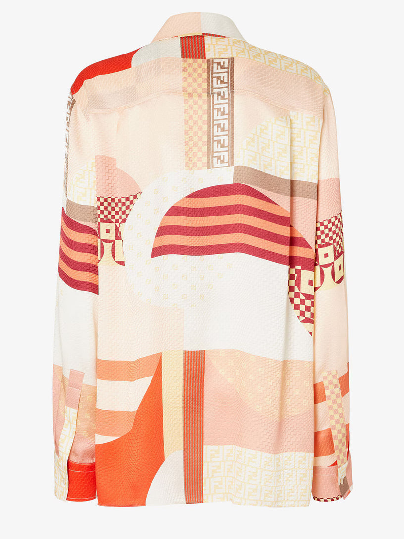 Silk shirt with patchwork print