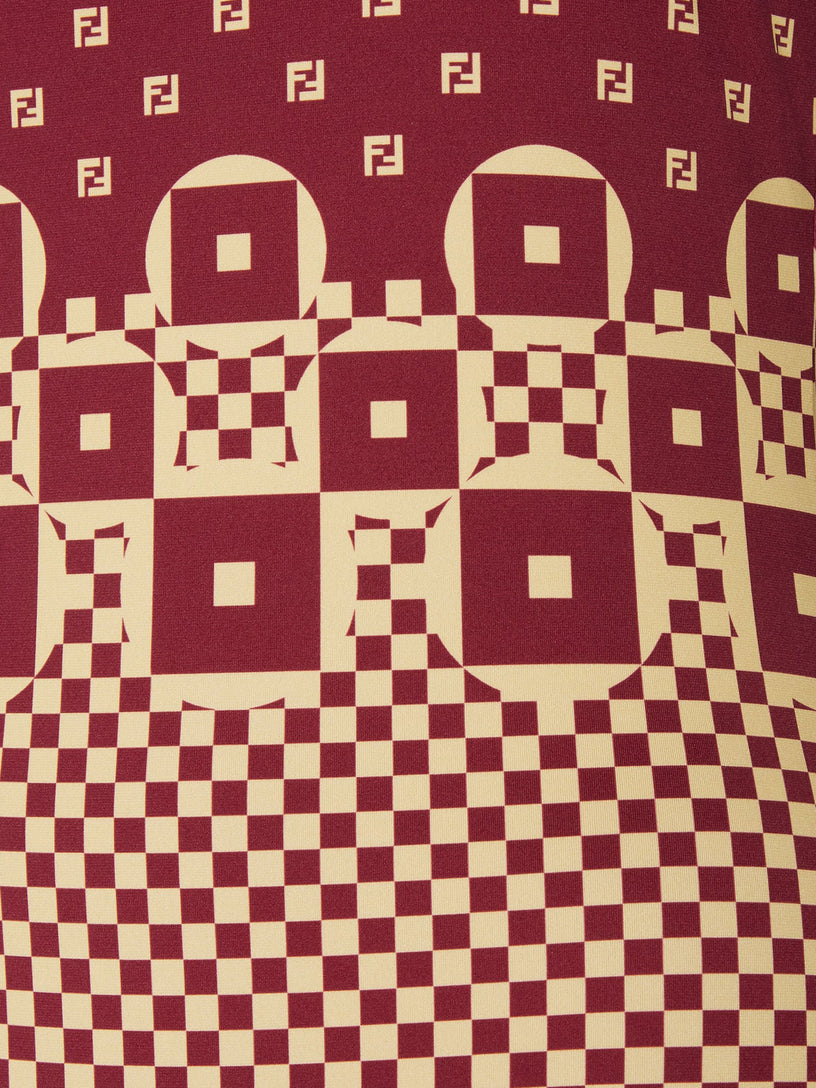 Lycra® one-piece swimsuit with micro patchwork print