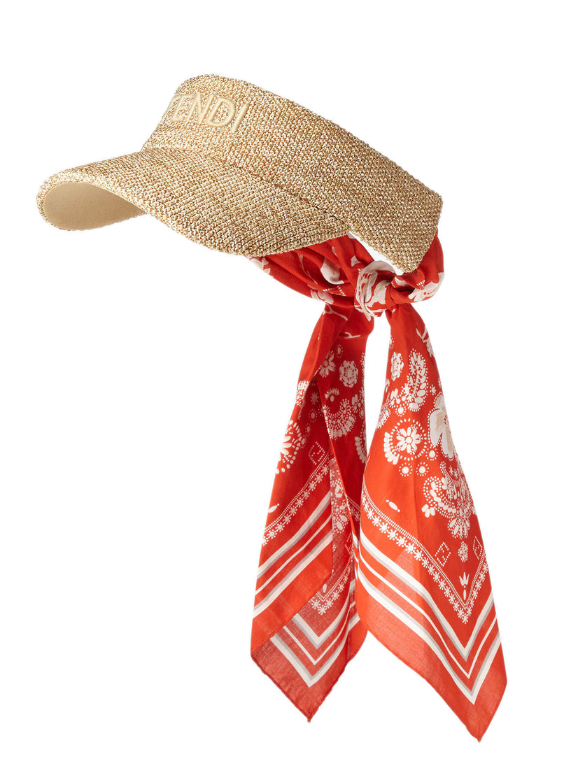Coral Bandana Cotton Scarf Visor