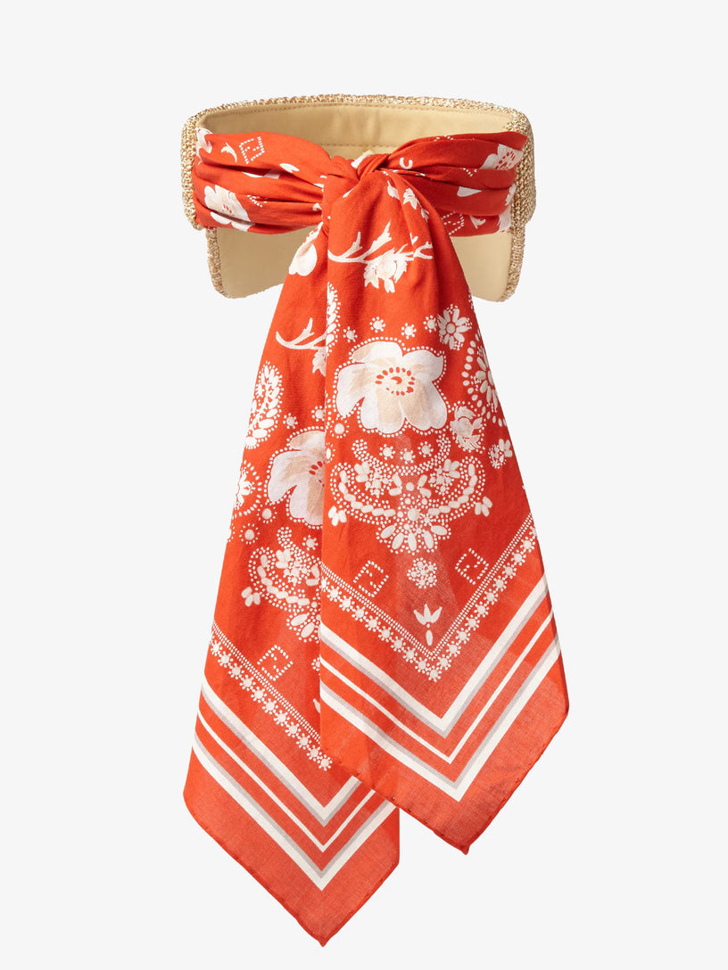 Coral Bandana Cotton Scarf Visor