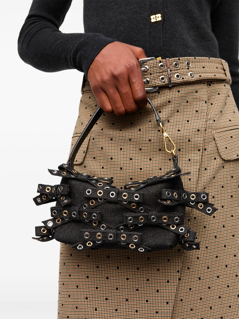 Small denim butterfly bow shoulder bag
