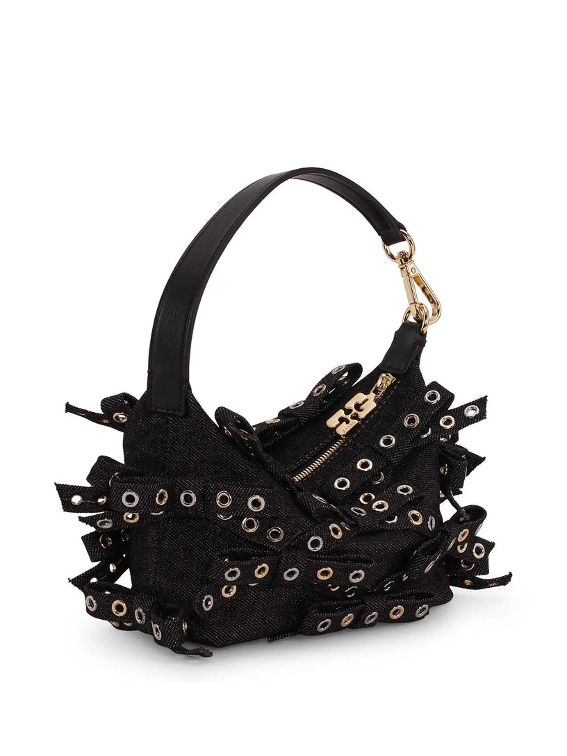 Small denim butterfly bow shoulder bag