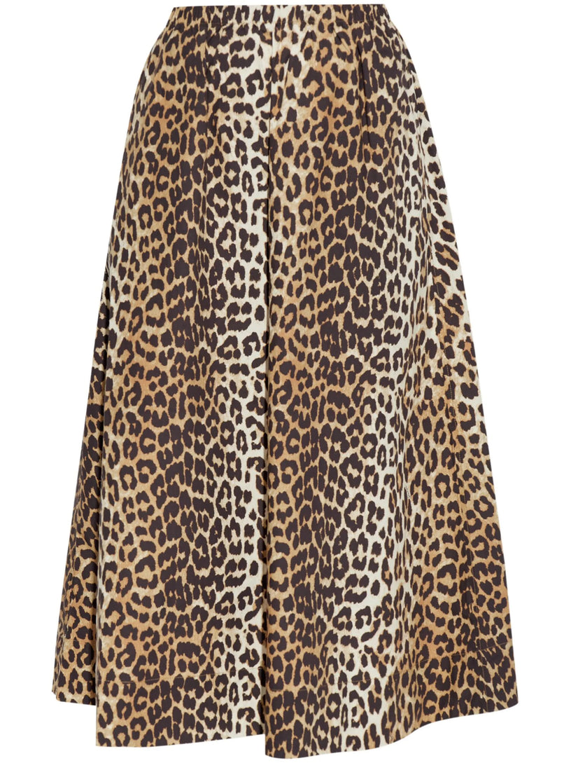 Long stretch skirt with leopard print
