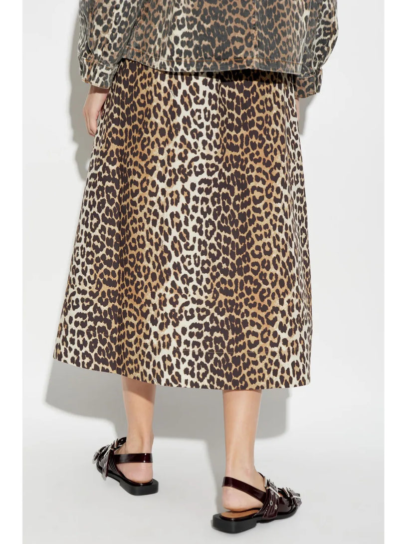 Long stretch skirt with leopard print