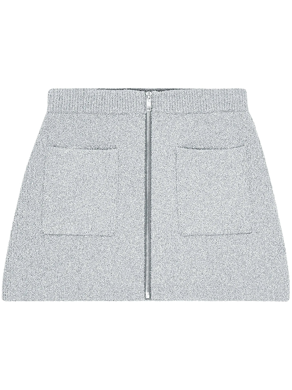 Zip-up knit skirt