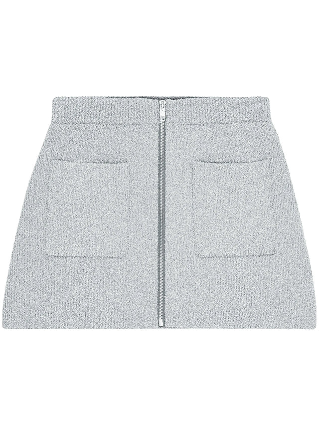 Zip-up knit skirt