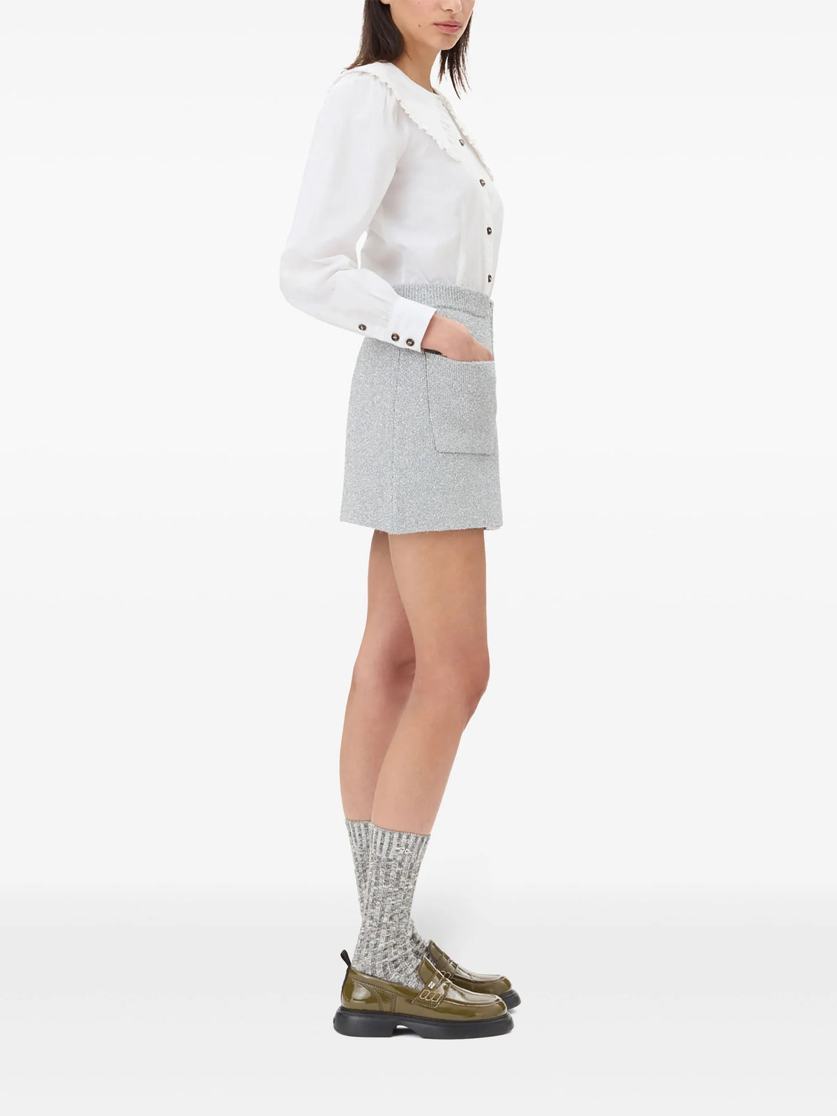 Zip-up knit skirt