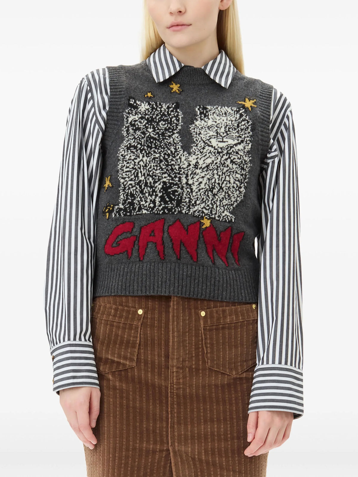 Vest with graphic cats