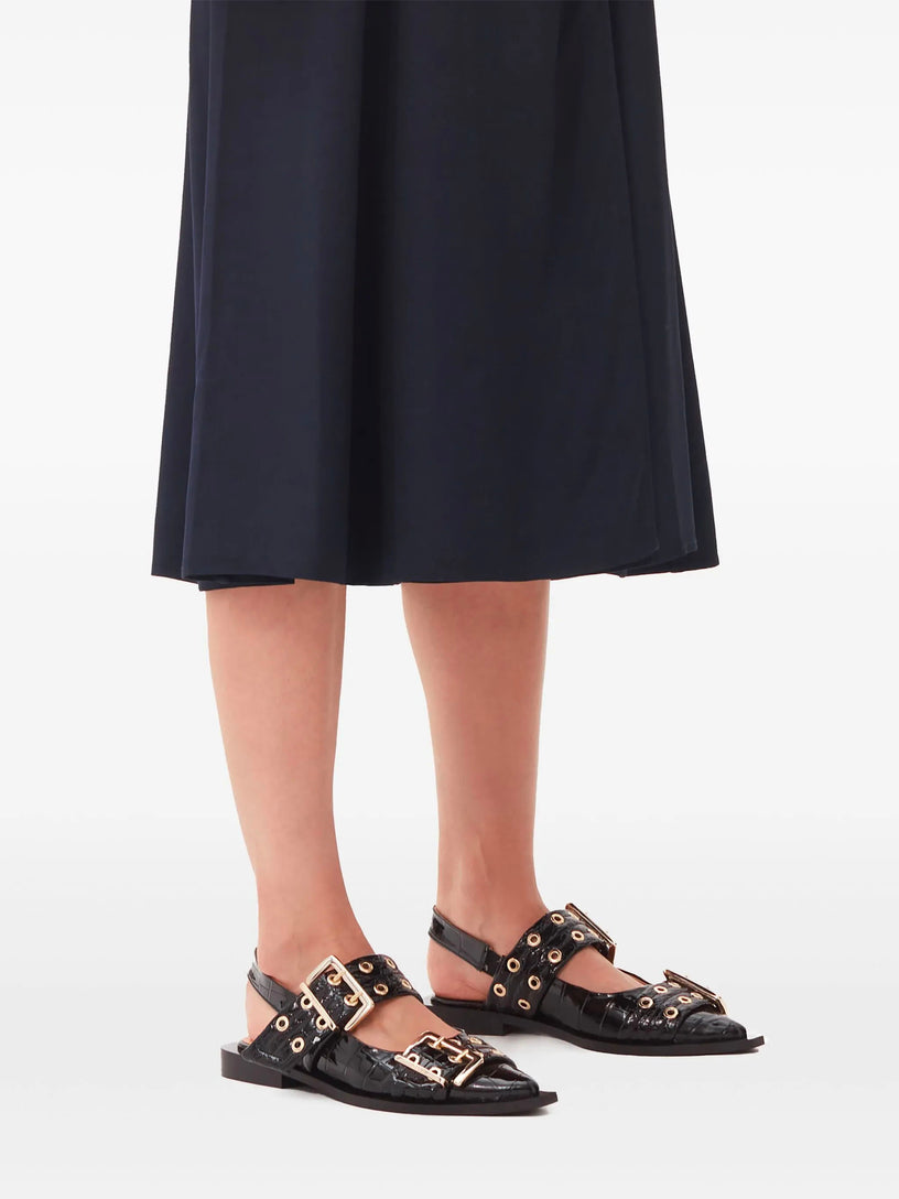 Crocodile print patent leather ballerinas