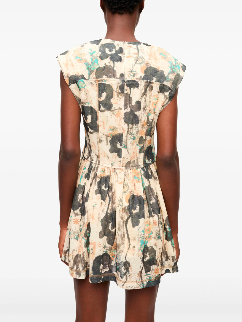 Printed Mesh Mini Corset Dress