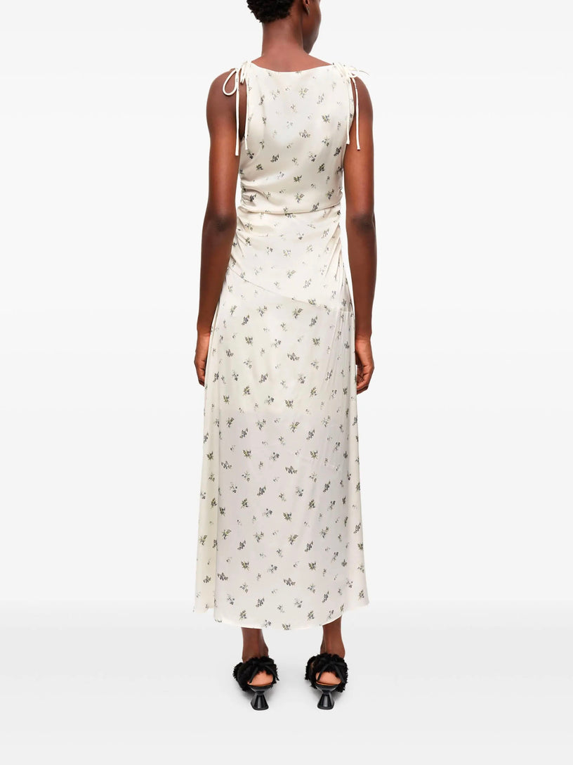 White satin ruched dress