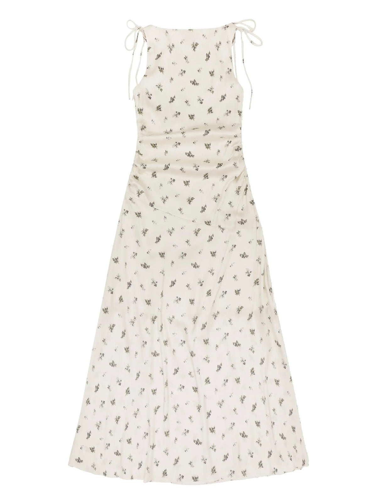 White satin ruched dress