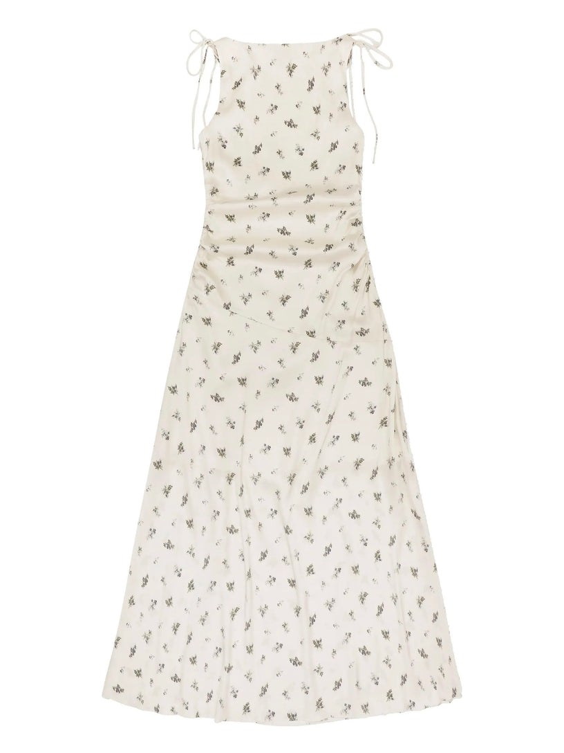 White satin ruched dress