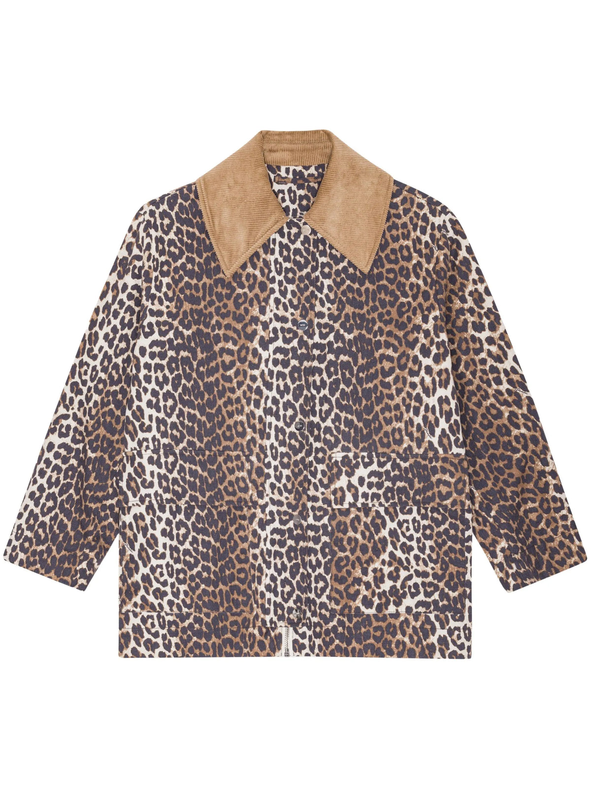 Leopard Print Canvas Midi Jacket