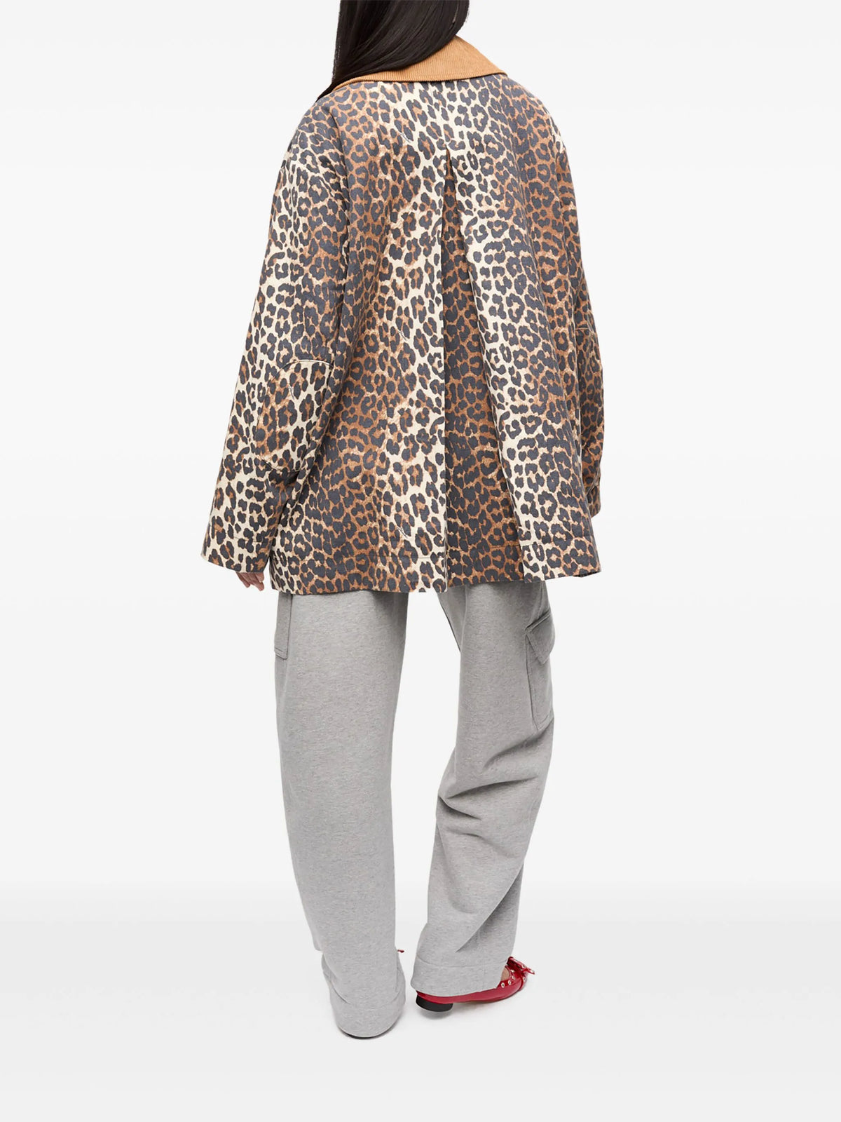 Leopard Print Canvas Midi Jacket