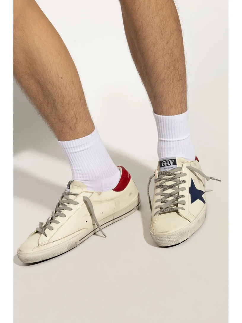 Super-Star in leather with leather star and suede heel tab