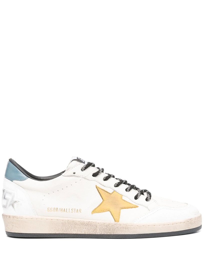 Ball Star in white nappa and yellow star Golden Goose Bianco