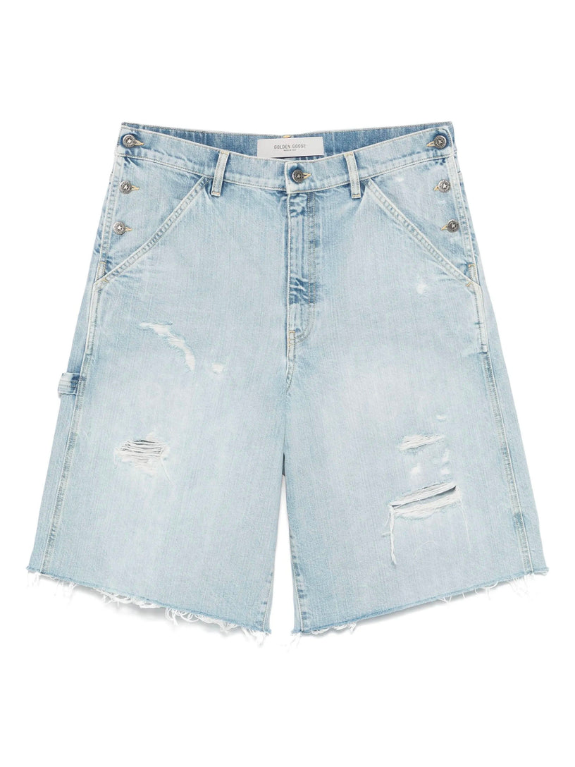 Denim Bermuda shorts with lived-in effect