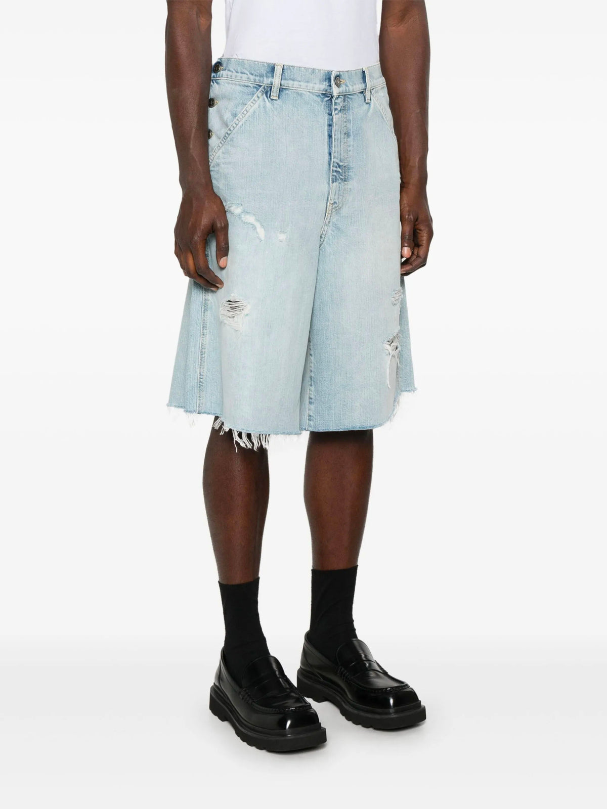 Denim Bermuda shorts with lived-in effect