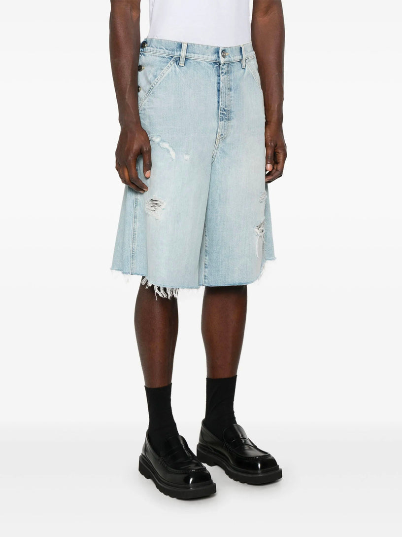 Denim Bermuda shorts with lived-in effect