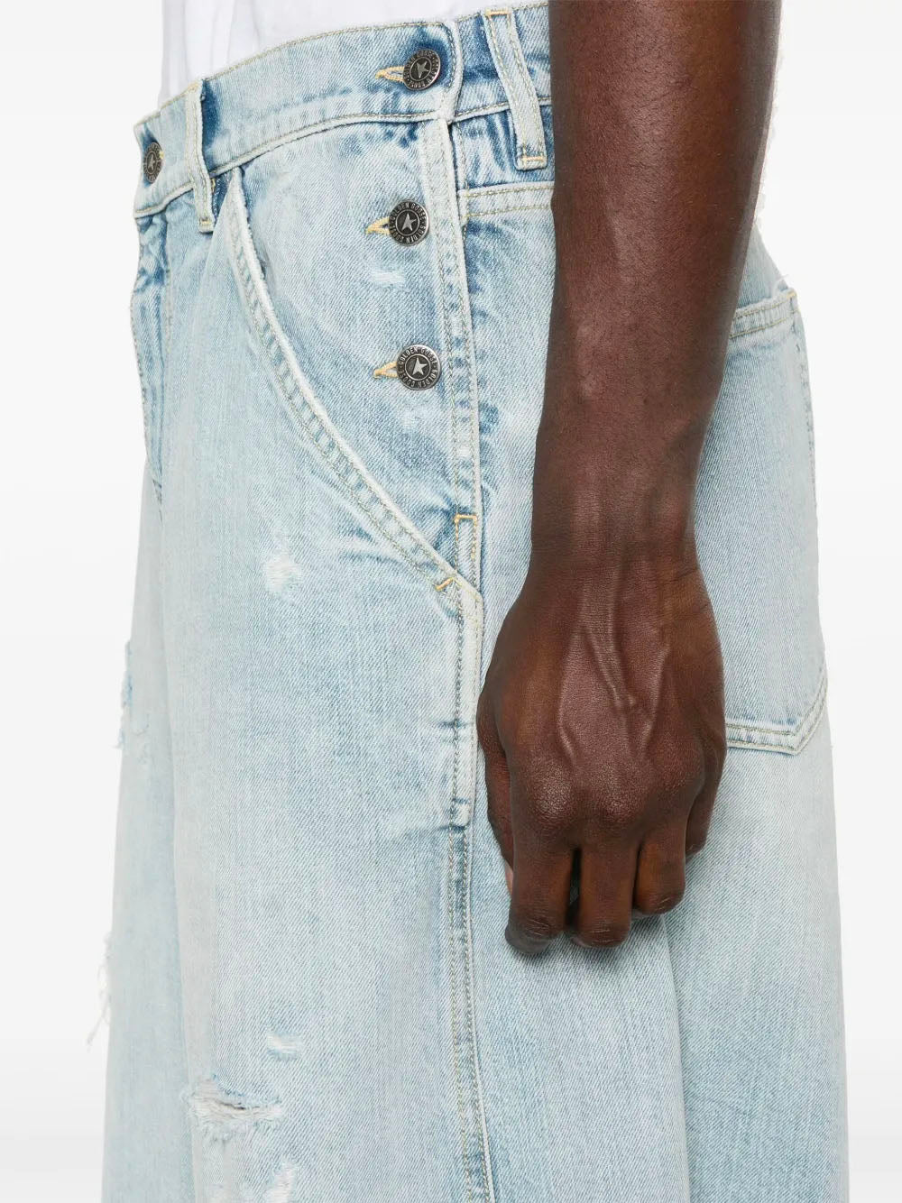 Denim Bermuda shorts with lived-in effect
