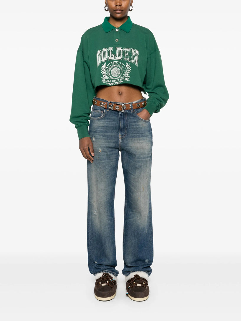 Cropped polo sweatshirt
