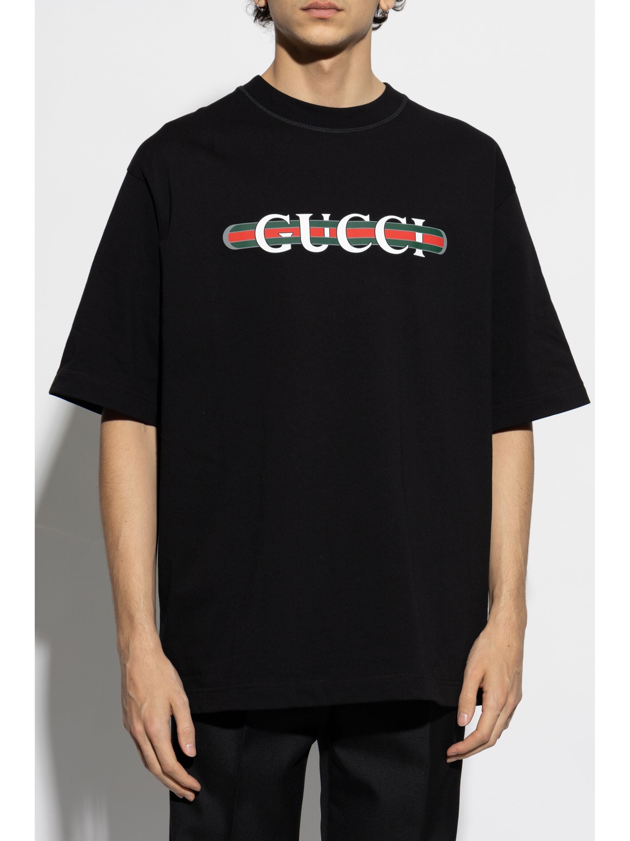 T-shirt with print GUCCI Nero | Grifo210