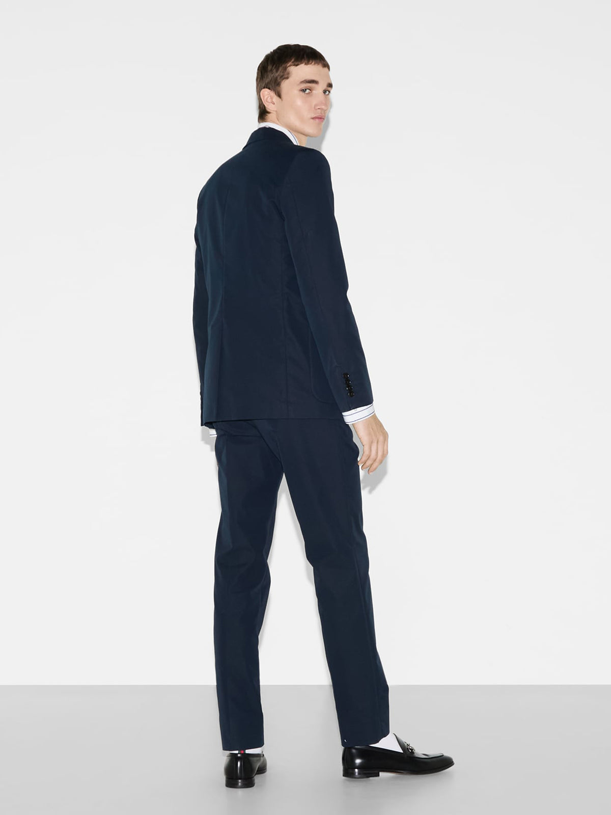 Embossed cotton twill trouser