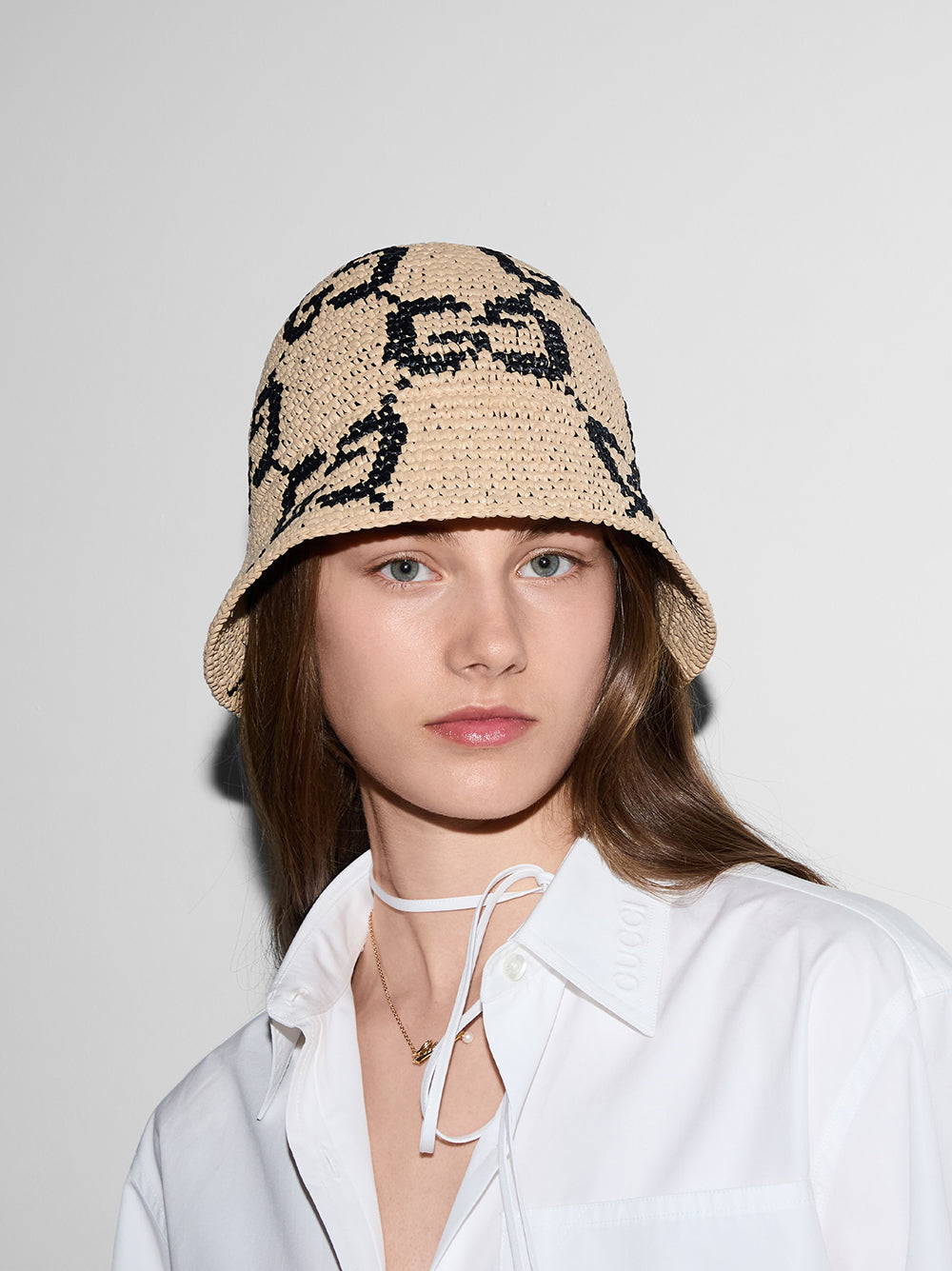 GG straw cloche hat