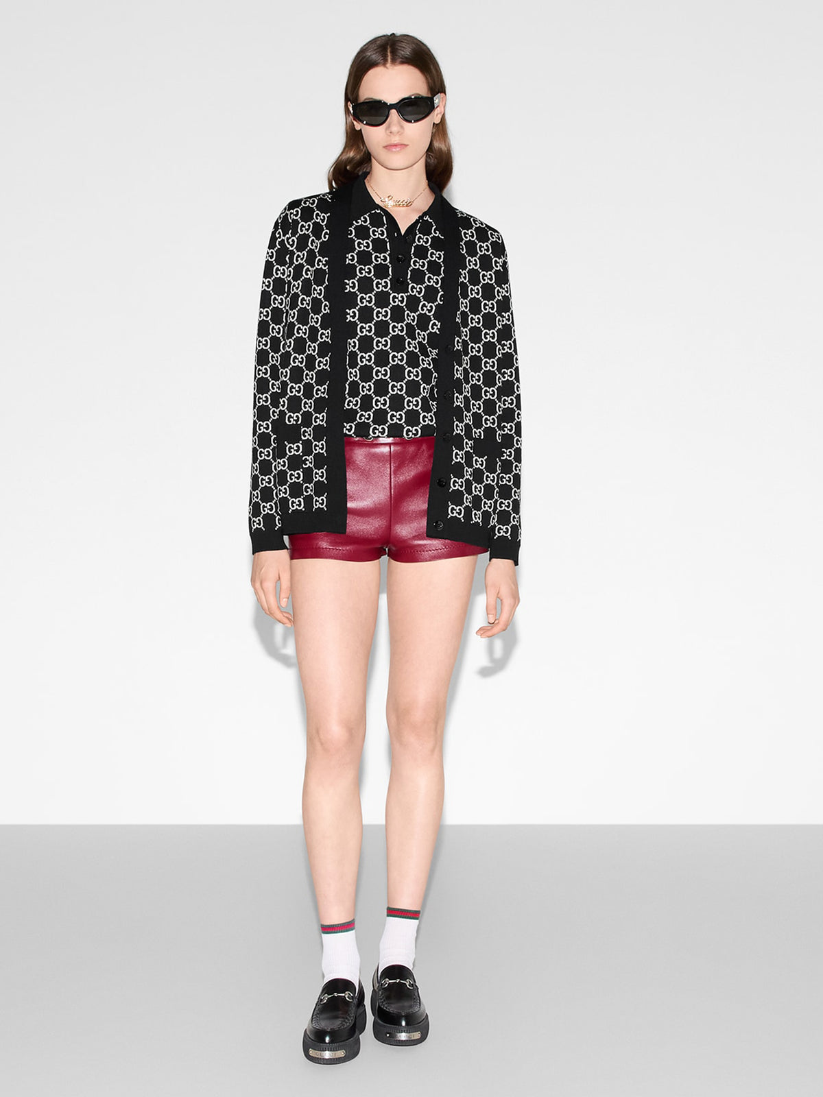 Reversible GG wool jacquard cardigan