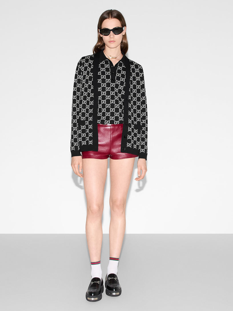 Reversible GG wool jacquard cardigan